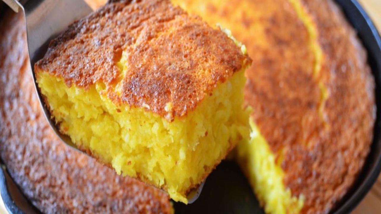 Bolo de Milho de Latinha, fica bastante cremoso